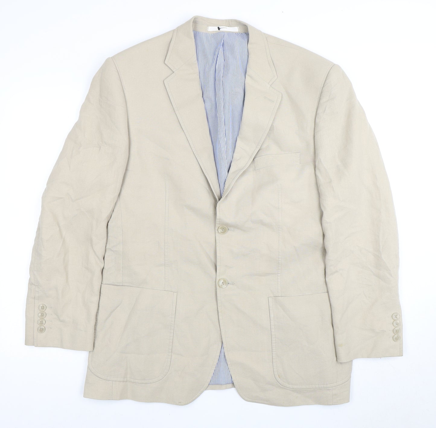 Marks and Spencer Men's Beige Linen Blazer Jacket 40R