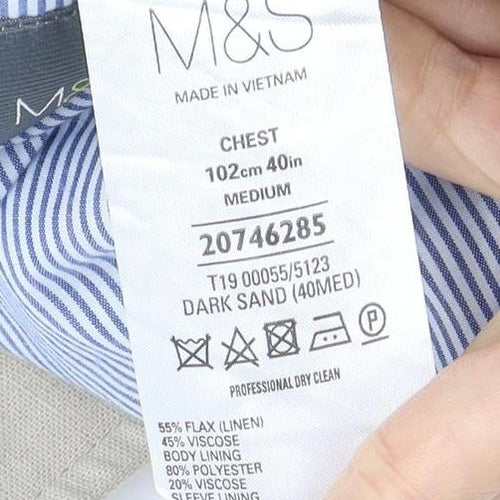 Marks and Spencer Men's Beige Linen Blazer Jacket 40R