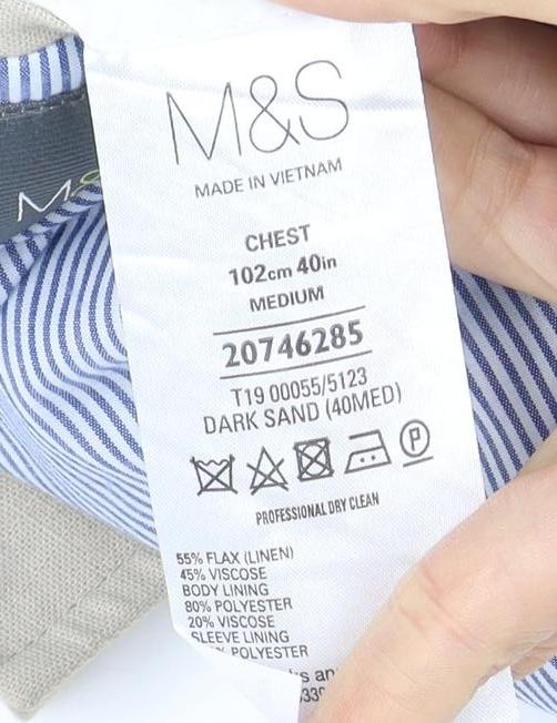 Marks and Spencer Men's Beige Linen Blazer Jacket 40R