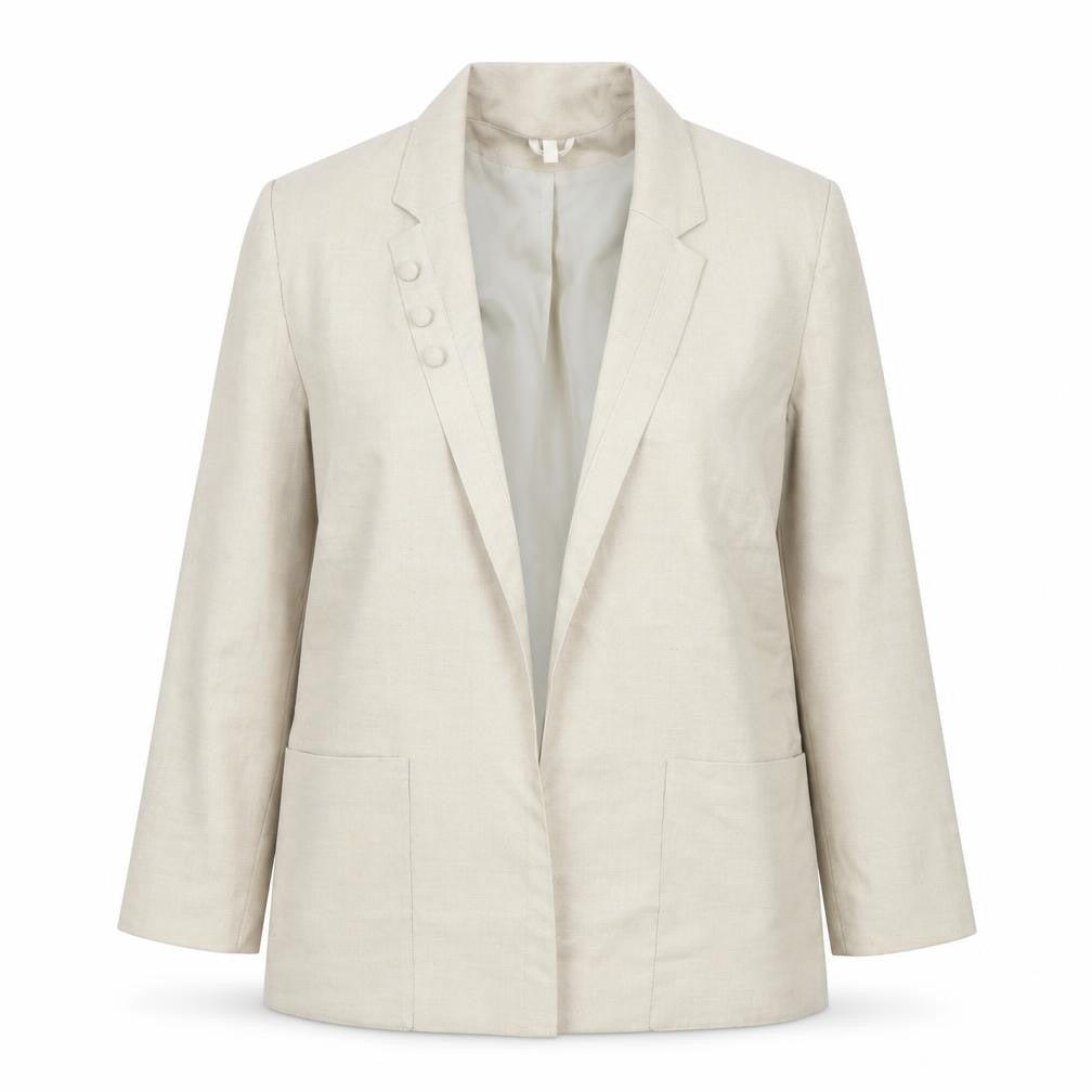 Front view of C&A Women's Beige Long Sleeve Blazer, size 46