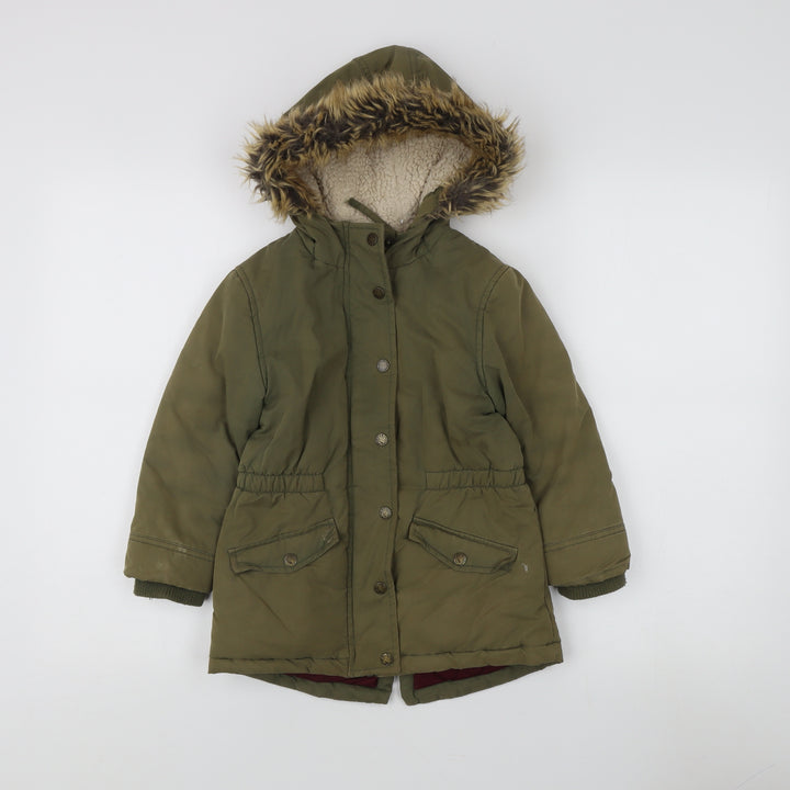 FatFace Girls Green Parka Coat 4-5 Years Faux Fur Hooded