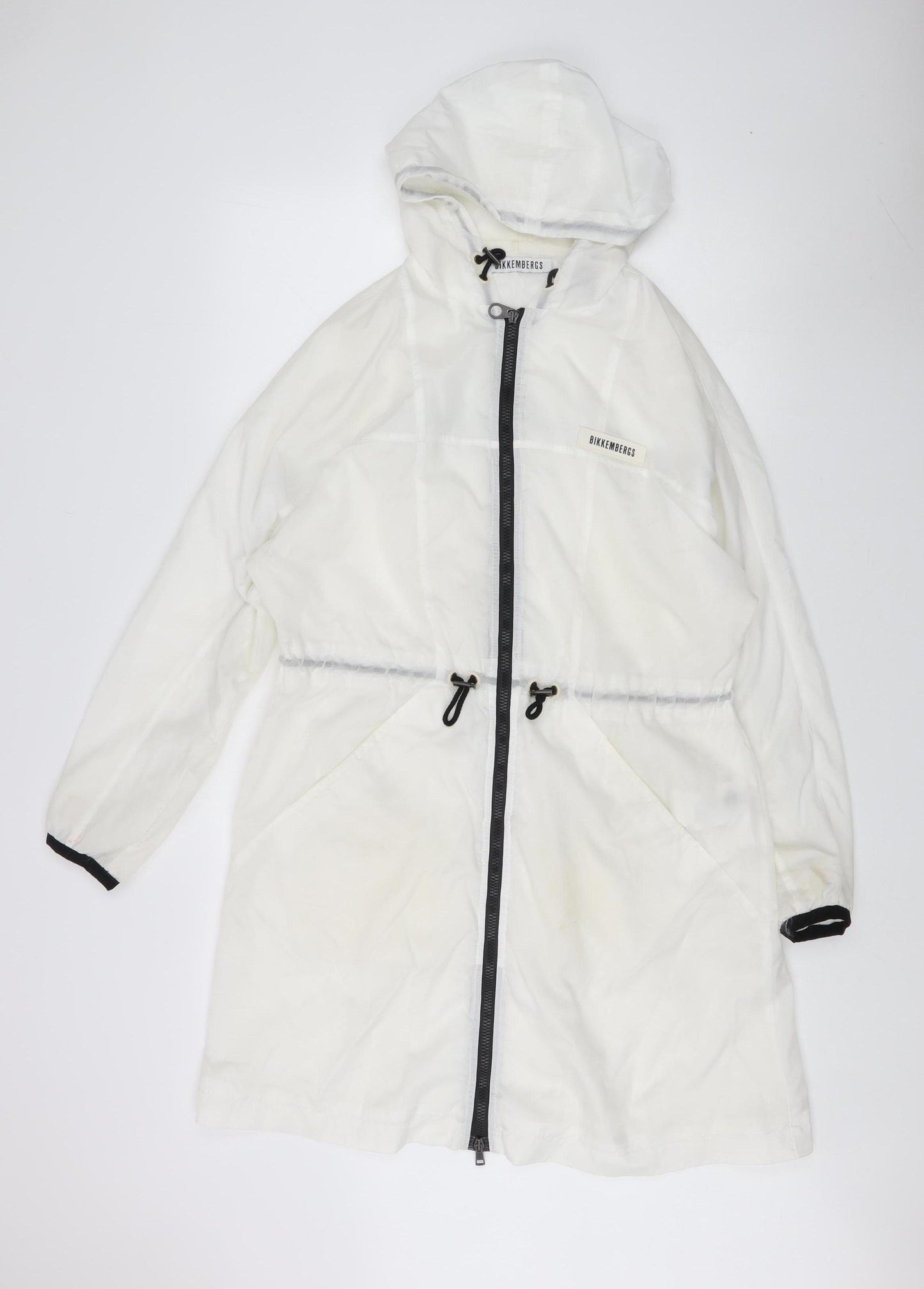 Bikkembergs Women's White Rain Coat Jacket Size 10