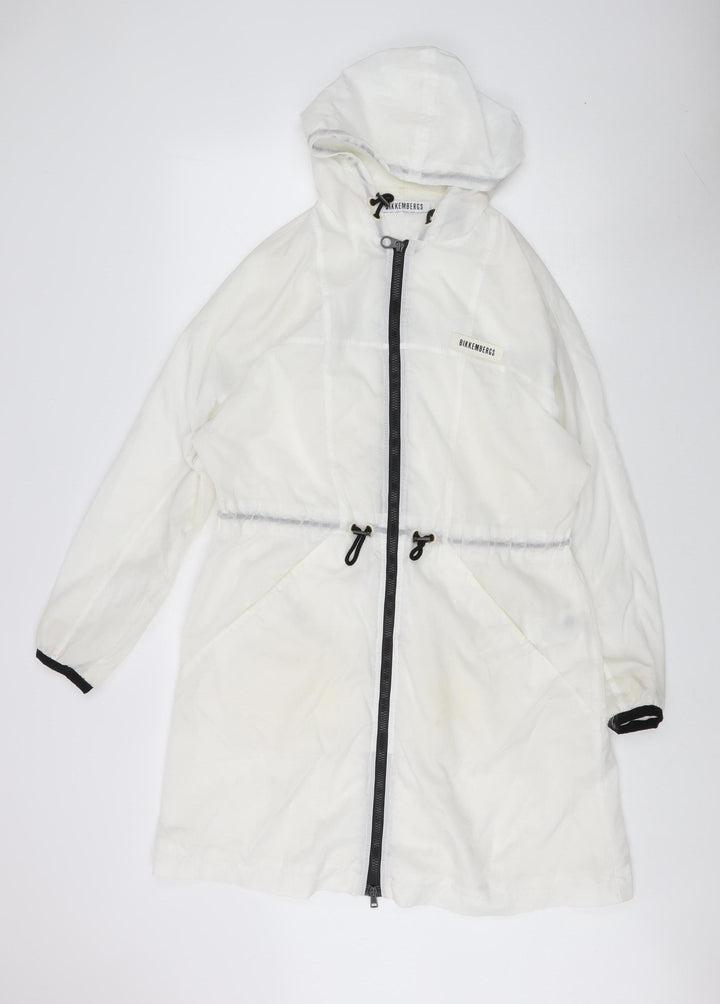 Bikkembergs Women's White Rain Coat Jacket Size 10