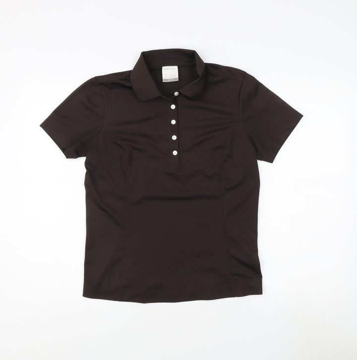 Nike Women's Brown Polo Shirt - M, Short Sleeve, Dri-Fit