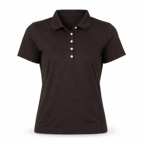 Nike Women's Brown Polo Shirt - M, Short Sleeve, Dri-Fit
