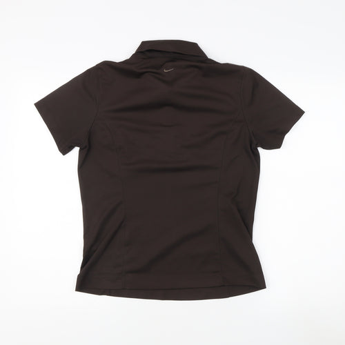 Nike Women's Brown Polo Shirt - M, Short Sleeve, Dri-Fit