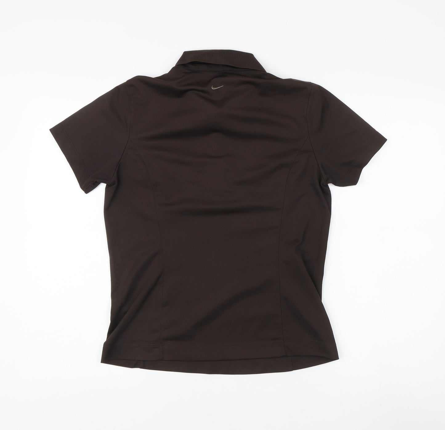 Nike Women's Brown Polo Shirt - M, Short Sleeve, Dri-Fit