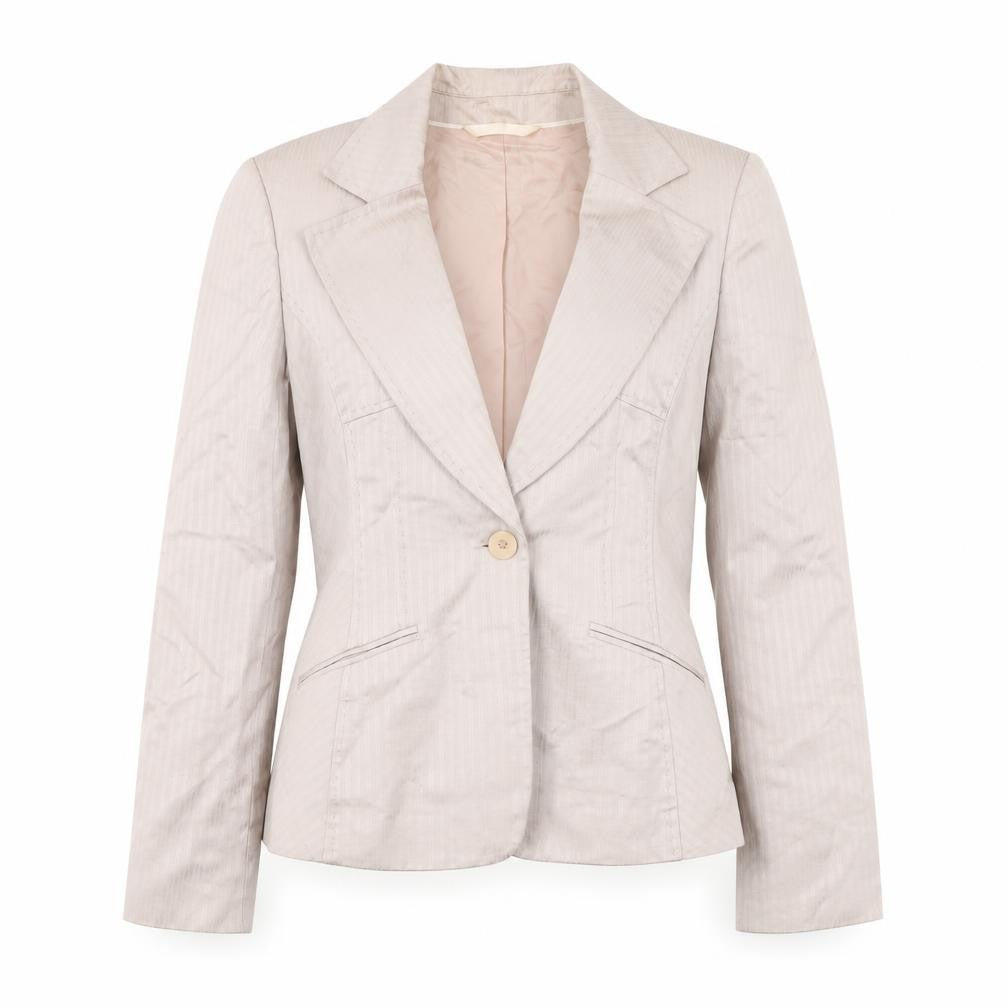 Front view of Coast Beige Women's Blazer, size 12, Notch Lapel