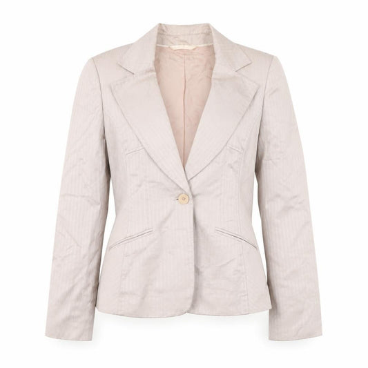 Front view of Coast Beige Women's Blazer, size 12, Notch Lapel