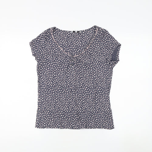 J by Jasper Conran Womens Blue Floral Scoop Neck T-Shirt Size 12