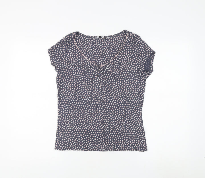 J by Jasper Conran Womens Blue Floral Scoop Neck T-Shirt Size 12