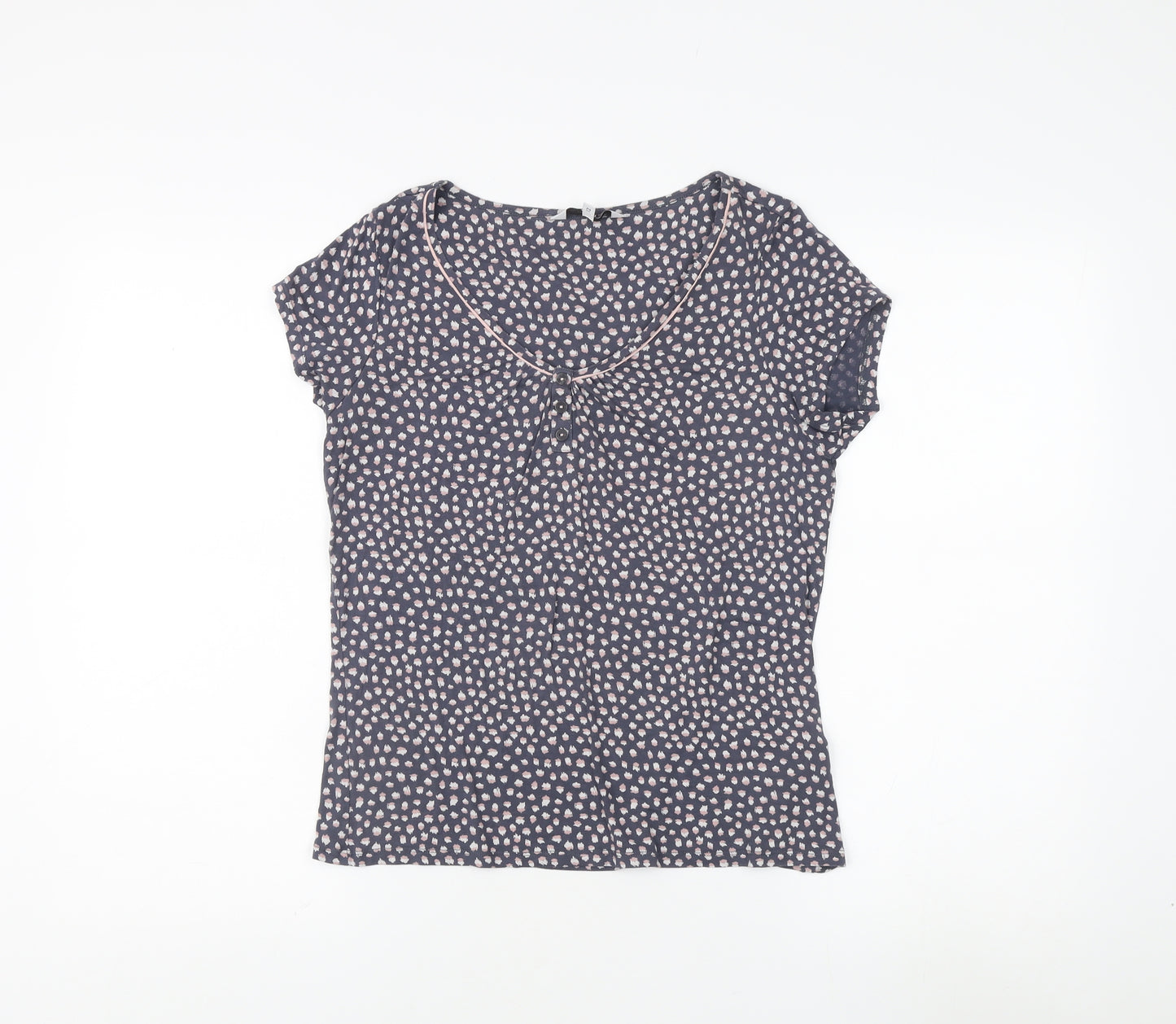 J by Jasper Conran Womens Blue Floral Scoop Neck T-Shirt Size 12