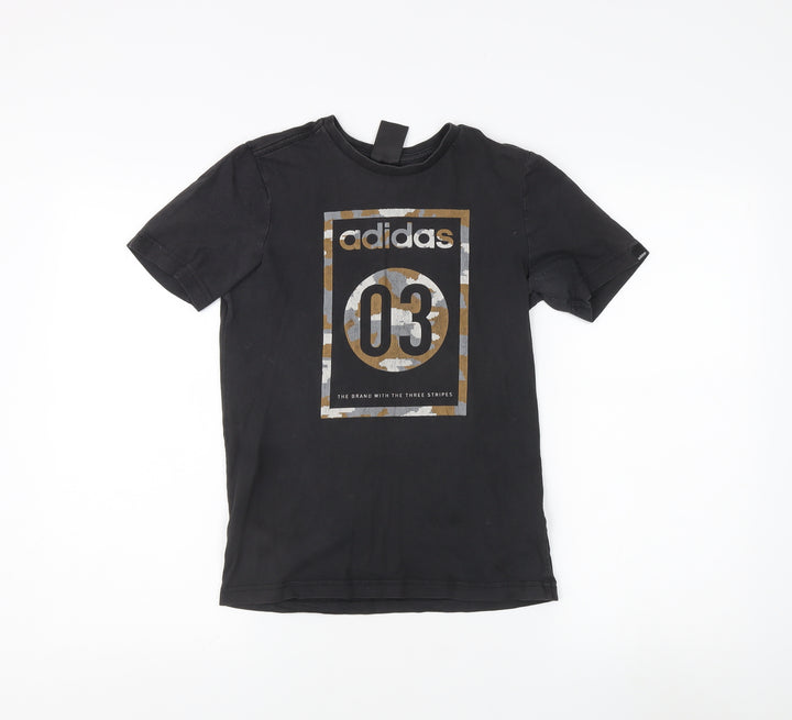 Adidas Unisex Black Crew Neck T-Shirt Size 12