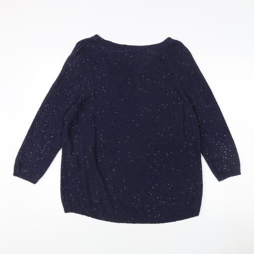 Whistles Women's Blue Cotton Silk Pullover Jumper Size 8