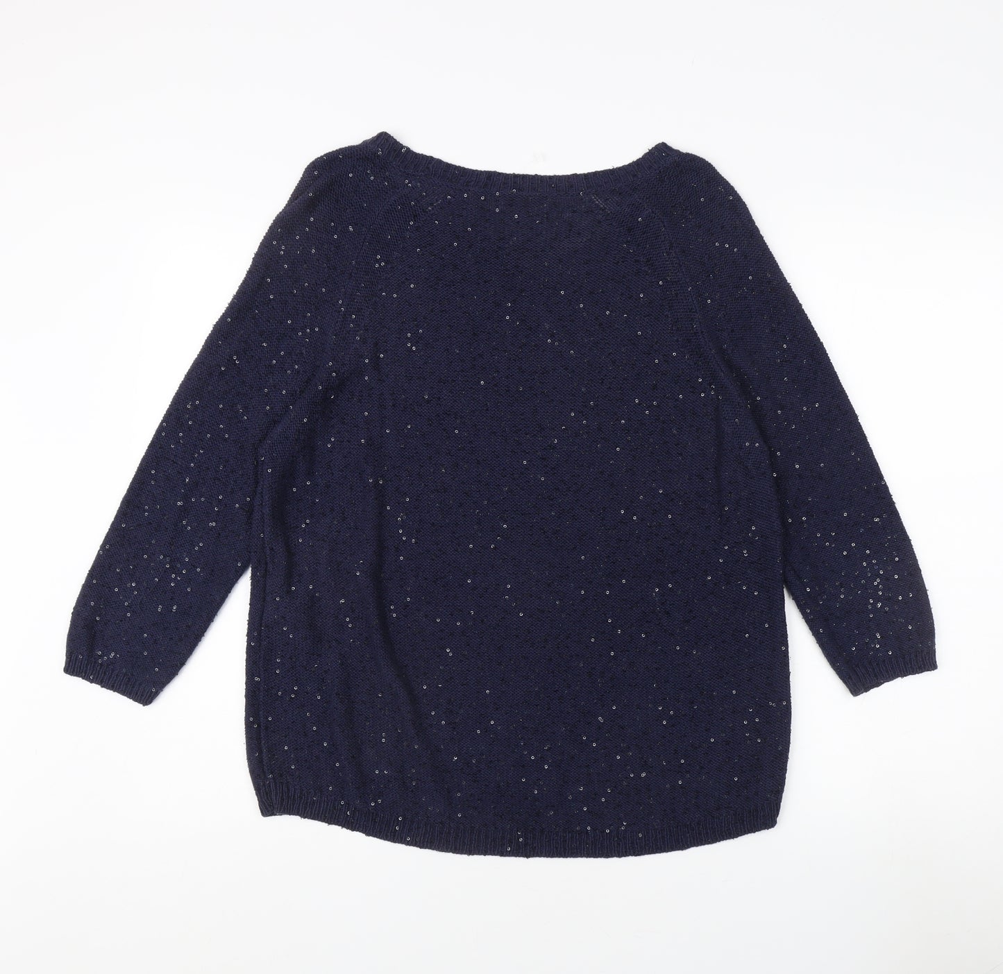 Whistles Women's Blue Cotton Silk Pullover Jumper Size 8