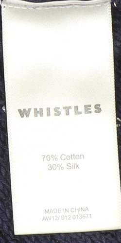 Whistles Women's Blue Cotton Silk Pullover Jumper Size 8