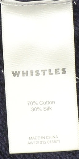 Whistles Women's Blue Cotton Silk Pullover Jumper Size 8