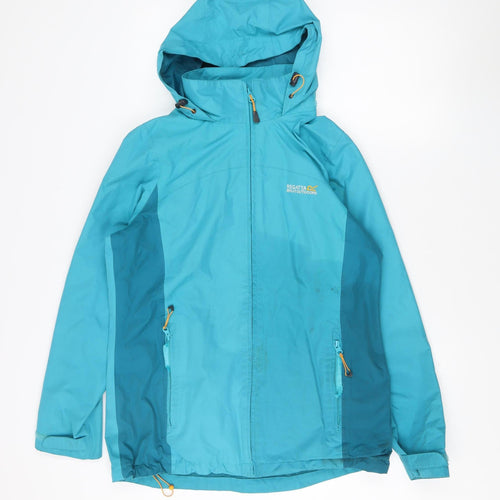 Regatta Women's Blue Rain Jacket, Size 12, Hooded, Outdoor