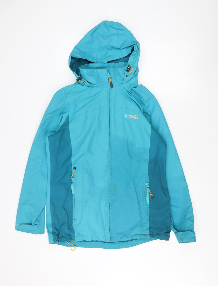Regatta Women's Blue Rain Jacket, Size 12, Hooded, Outdoor