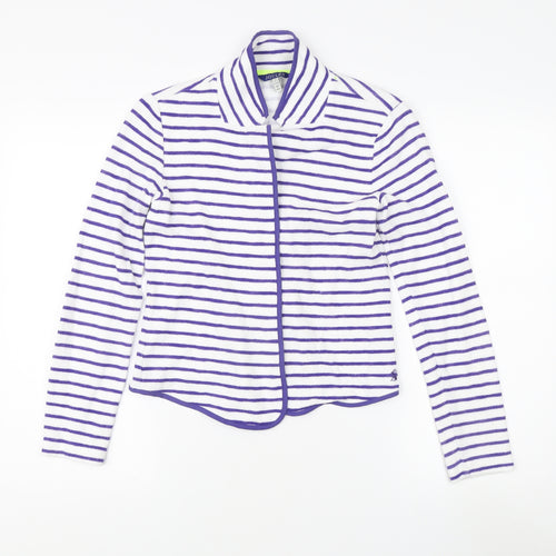 Joules Women's White/Purple Striped Jacket Size 6