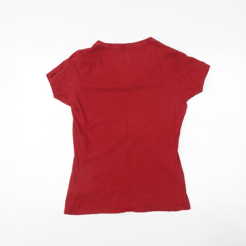 Champion Women's Red T-Shirt, Medium, V-Neck Casual