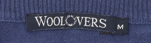 Woolovers Men's Blue V-Neck Cashmere Blend Jumper M