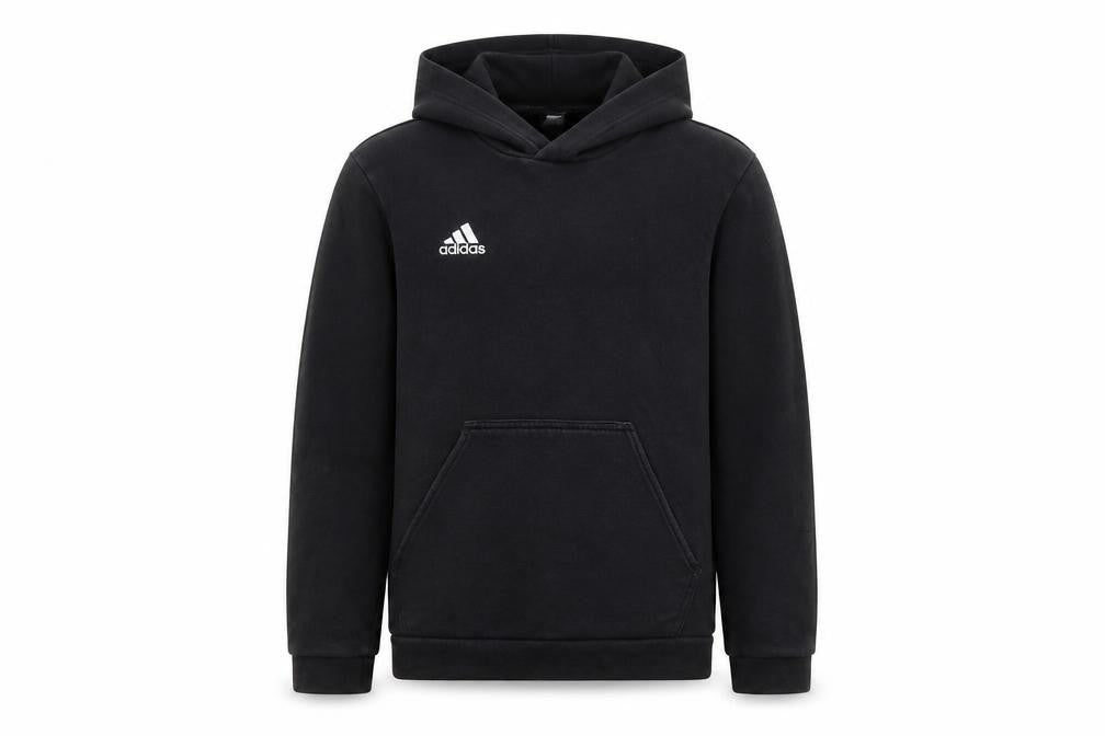 Front view of Adidas boys’ black pullover hoodie, size 12, years
