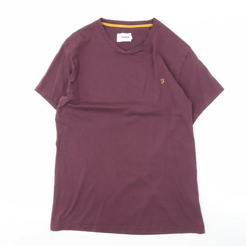 Farah Men's Purple Crew Neck T-Shirt, Size L