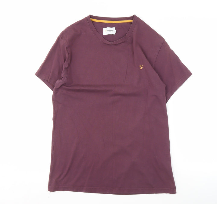 Farah Men's Purple Crew Neck T-Shirt, Size L