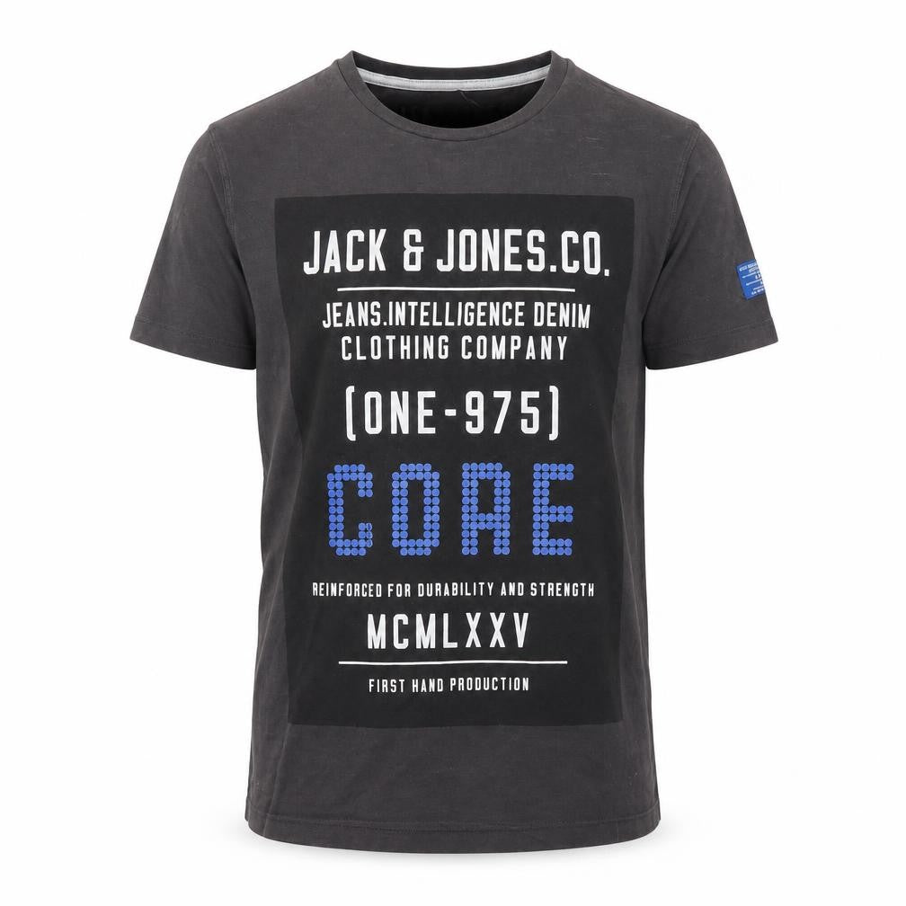 Front view of Jack & Jones Men's Black Graphic T-Shirt S