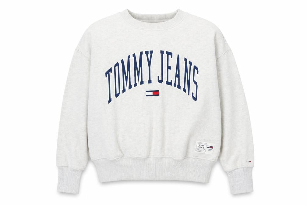 Front view of Tommy Jeans Men's Grey XS Logo Sweatshirt