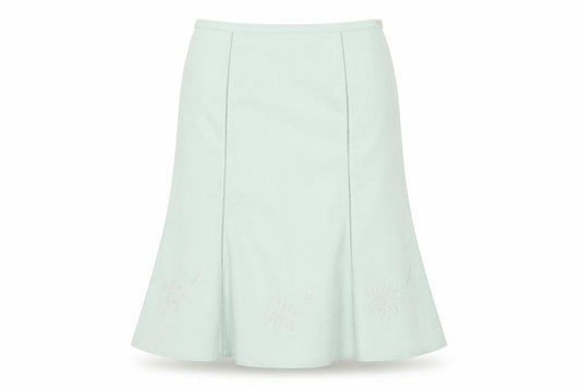 Front view of Eastex Women's Green Skirt, size 20, Embroidered Detail