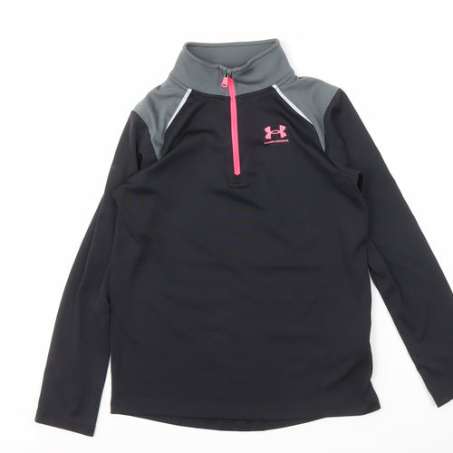 Under Armour Girls' Black Athletic Pullover, M with 1/4 Zip