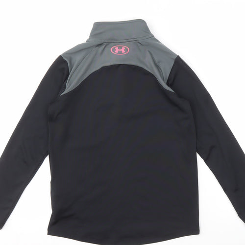 Under Armour Girls' Black Athletic Pullover, M with 1/4 Zip