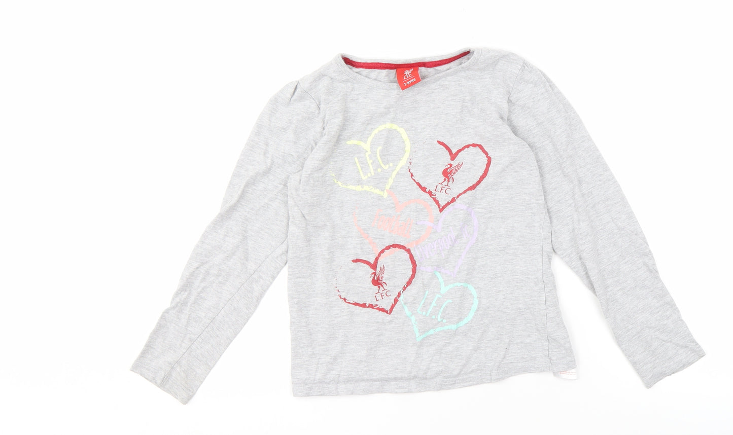 LFC Girls Grey Logo Long Sleeve T-Shirt 7-8 Years Pullover