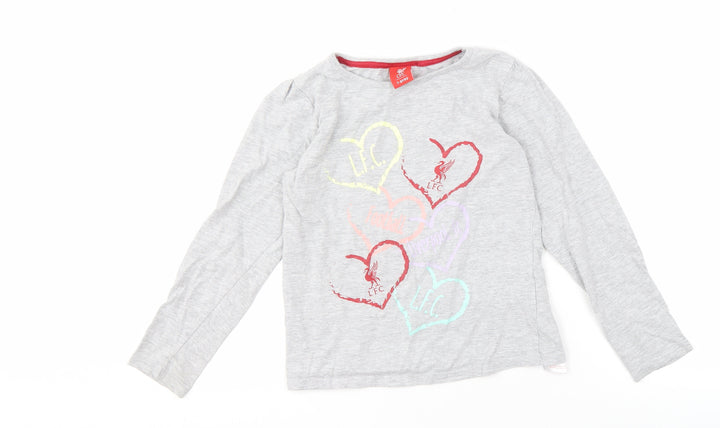 LFC Girls Grey Logo Long Sleeve T-Shirt 7-8 Years Pullover