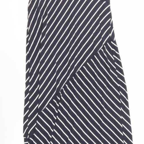 Wrap Women's Blue Striped Shift Dress, Size 14, Midi Length