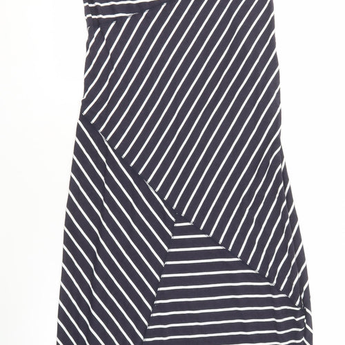Wrap Women's Blue Striped Shift Dress, Size 14, Midi Length