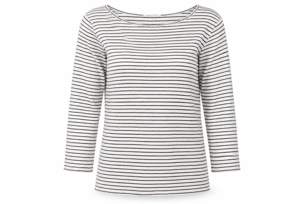 Front view of Whistles Women's Multicoloured Striped Long Sleeve T-Shirt