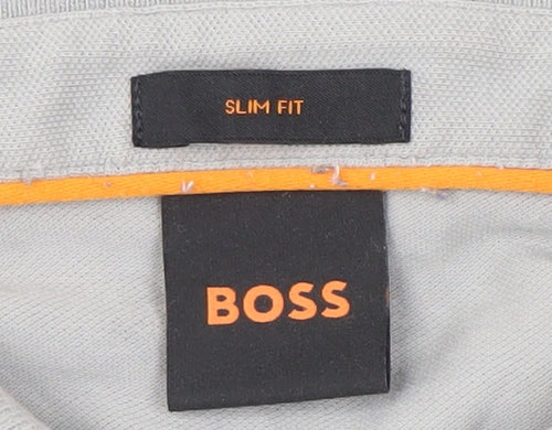 BOSS Men's Slim Fit Grey Long Sleeve Polo XL