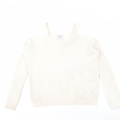 Vero Moda Women's Ivory V-Neck Knit Jumper, Size S