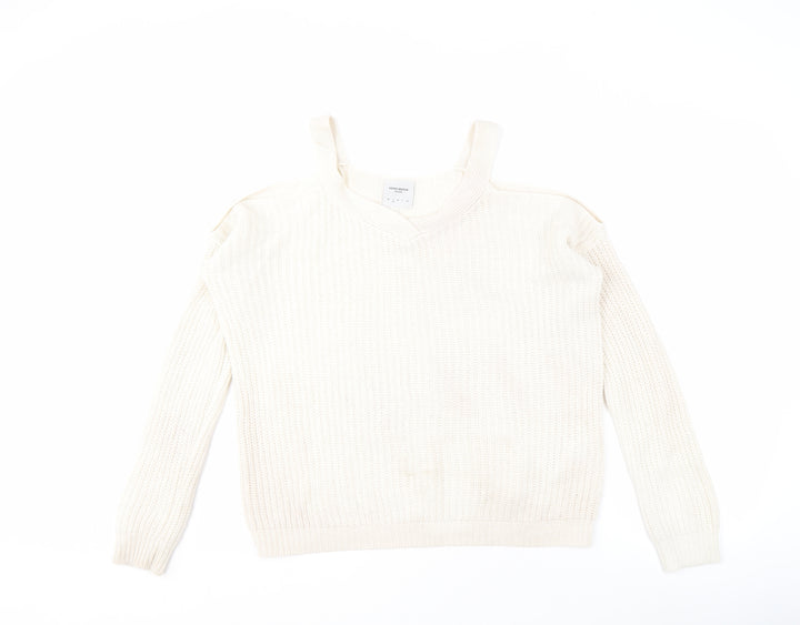Vero Moda Women's Ivory V-Neck Knit Jumper, Size S