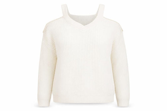 Front view of Vero Moda Women's Ivory V-Neck Knit Jumper, size S
