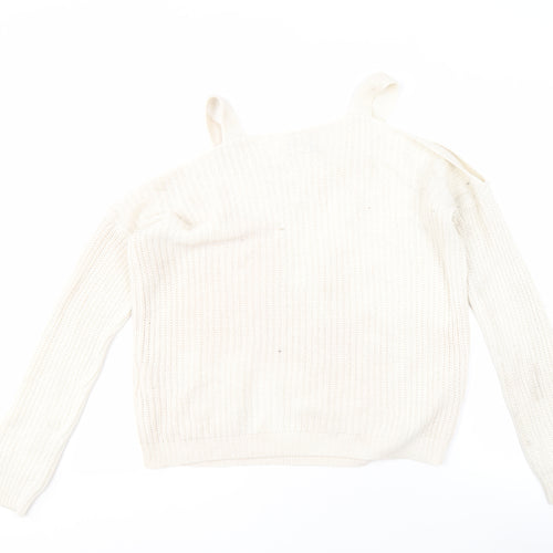 Vero Moda Women's Ivory V-Neck Knit Jumper, Size S