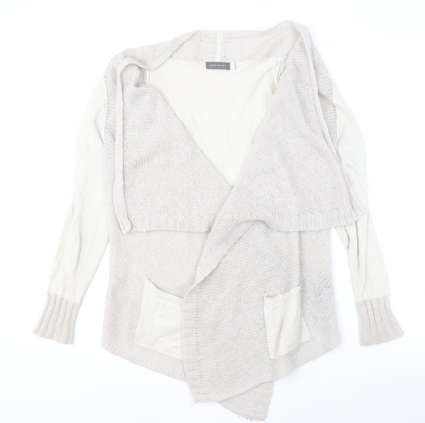 Mint Velvet Women Ivory Open Front Cardigan 12 Open-Knit