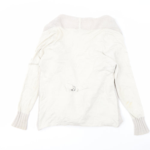 Mint Velvet Women Ivory Open Front Cardigan 12 Open-Knit