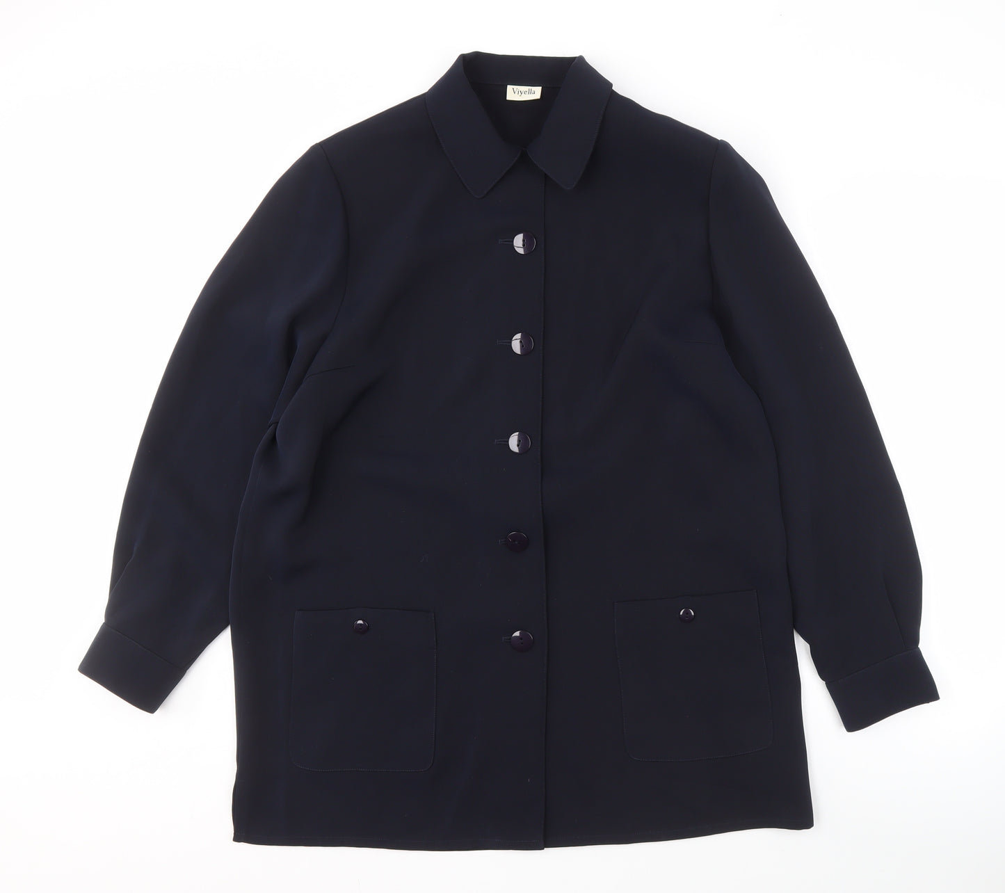 Viyella Women's Blue Button-Up Long Sleeve Shirt