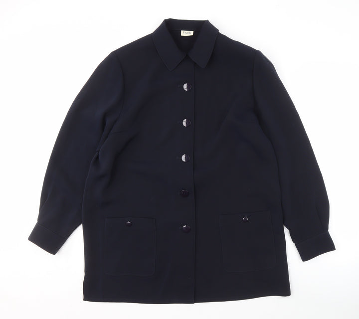 Viyella Women's Blue Button-Up Long Sleeve Shirt