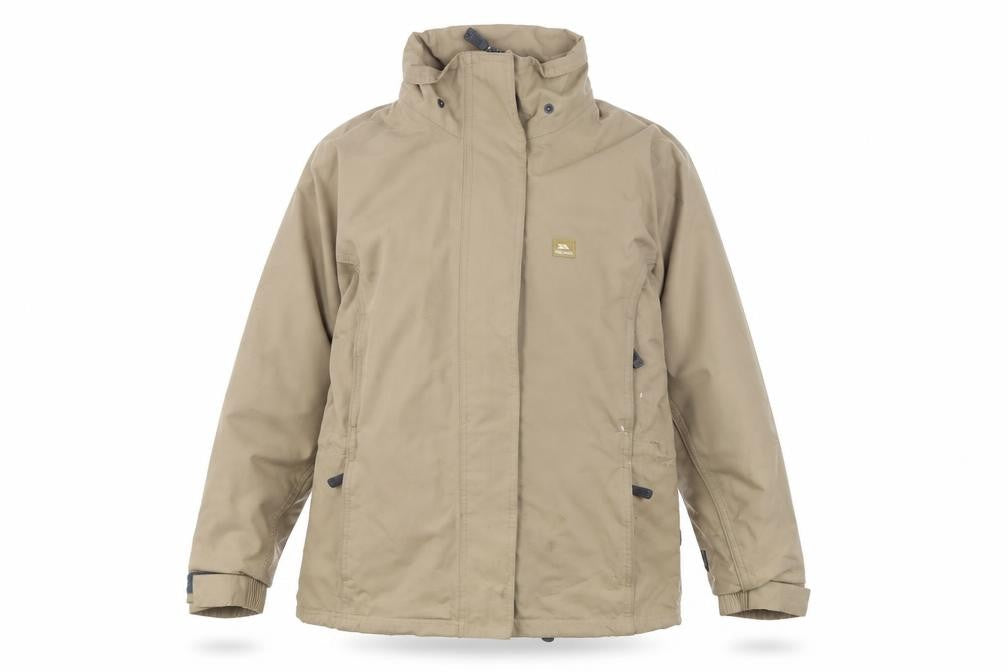 Front view of Trespass Men's Beige Waterproof Rain Coat Jacket S