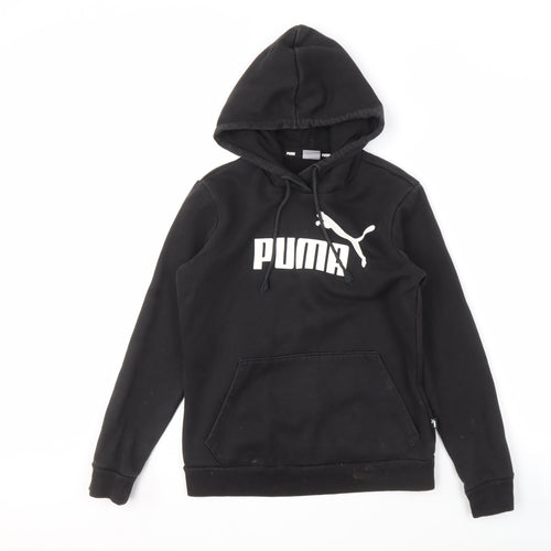 Puma Black Unisex Hoodie, XS, Logo, Cotton Blend